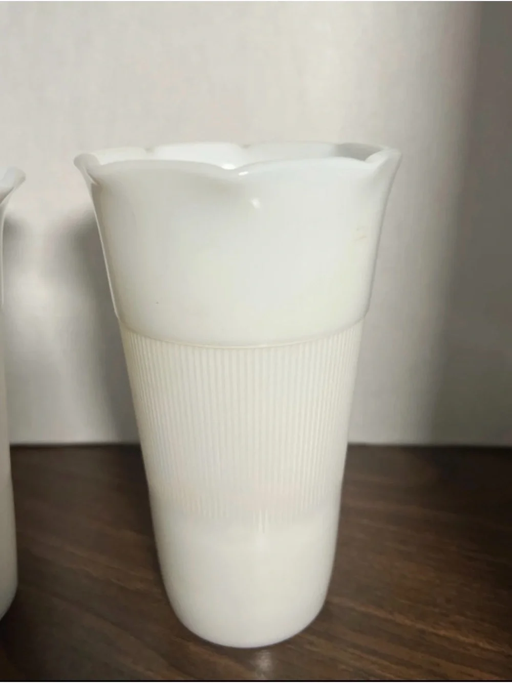 White Milk Glass Vases - Set of 2